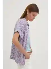 Бирюзовый блузка из вискозы с коротким рукавом