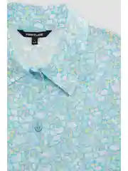 Бирюзовый блузка из вискозы с коротким рукавом