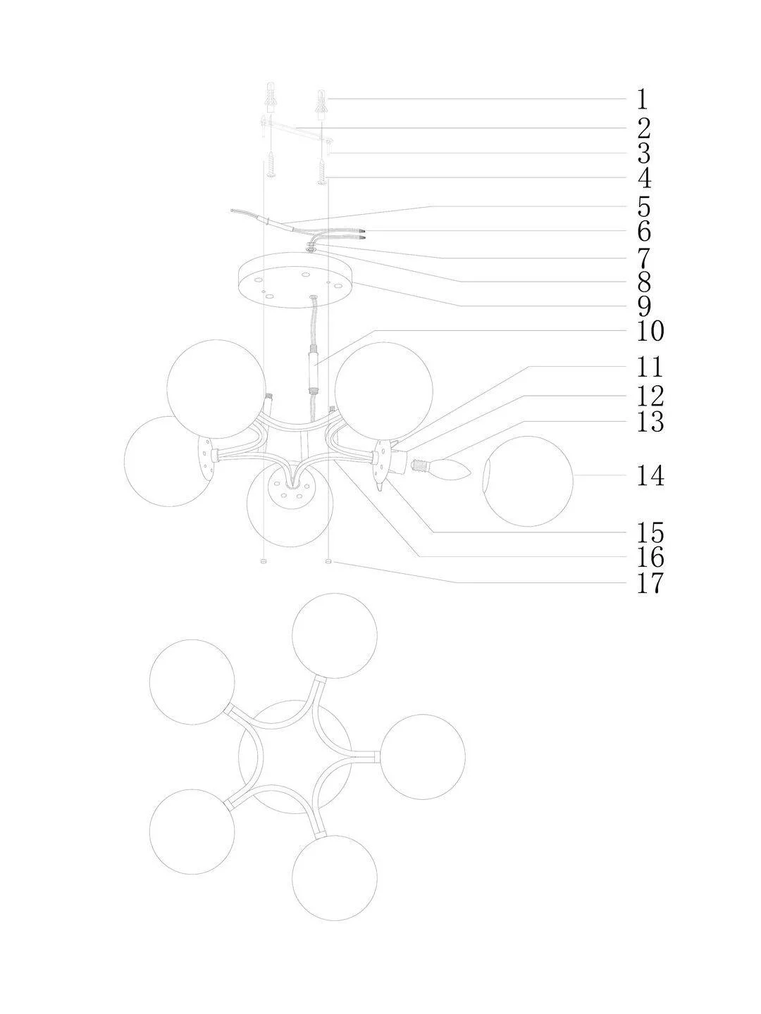 Люстра потолочная на штанге Moderli V1151-4P Circle 4*E27*60W белый белыйCircle1 - белый
