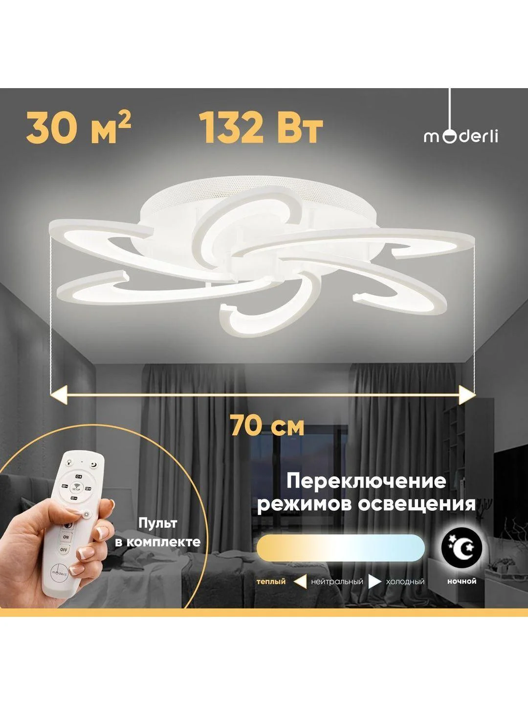 Люстра потолочная светодиодная Moderli  Milly