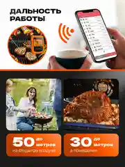 Термощуп кулинарный беспроводной Bluetooth, 6 зондов