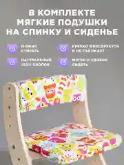 Растущий Стул детский для школьника Klikkin и подушки Совушки