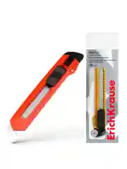 Нож канцелярский ErichKrause EasyCut, c механической фиксацией лезвия, 18 мм, ассорти