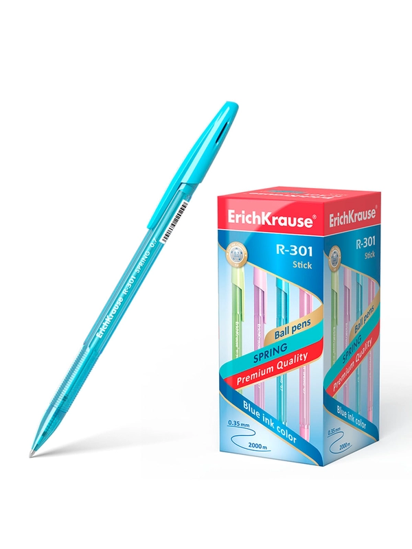 Набор из 8 ручек шариковых ErichKrause R-301 Stick Spring/ Pastel 0.7, цвет чернил синий
