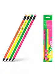 Набор из 4 чернографитных карандашей пласт ErichKrause JOY® Neon, круглых, с ластиком, HB