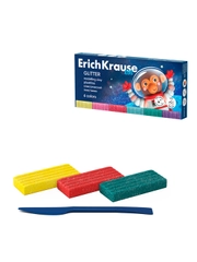 Пластилин клас ErichKrause Kids Space Animals Glitter с блестками 6 цветов со стеком 108 г