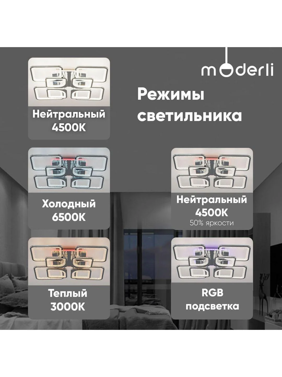 Прозрачный светильник потолочный светодиодный Moderli Zita