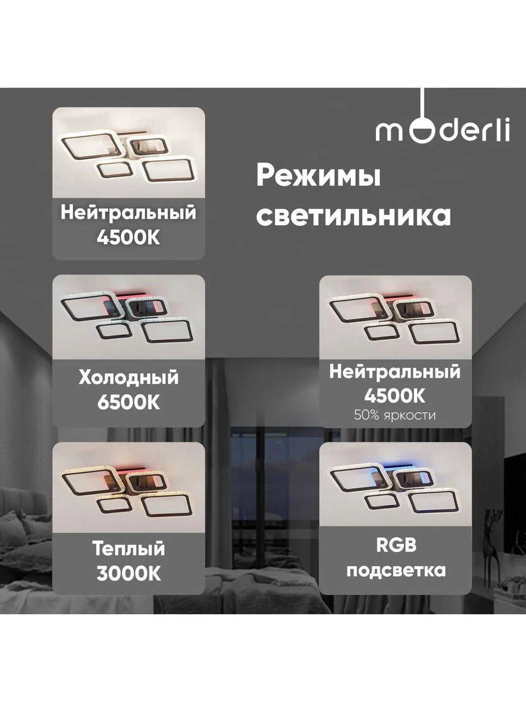 Хром светильник потолочный светодиодный Moderli Zita