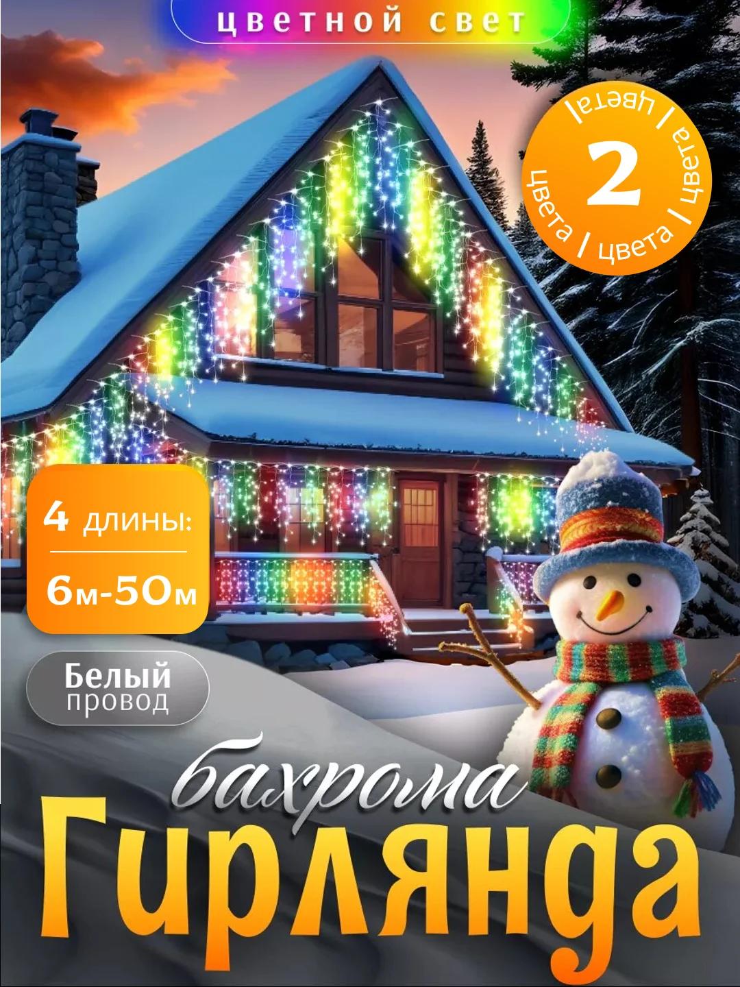 Разноцветный гирлянда уличная бахрома, светодиодная, на стену,  на дом, 6-50м