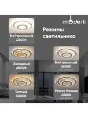 Белый светильник потолочный светодиодный Moderli Greta