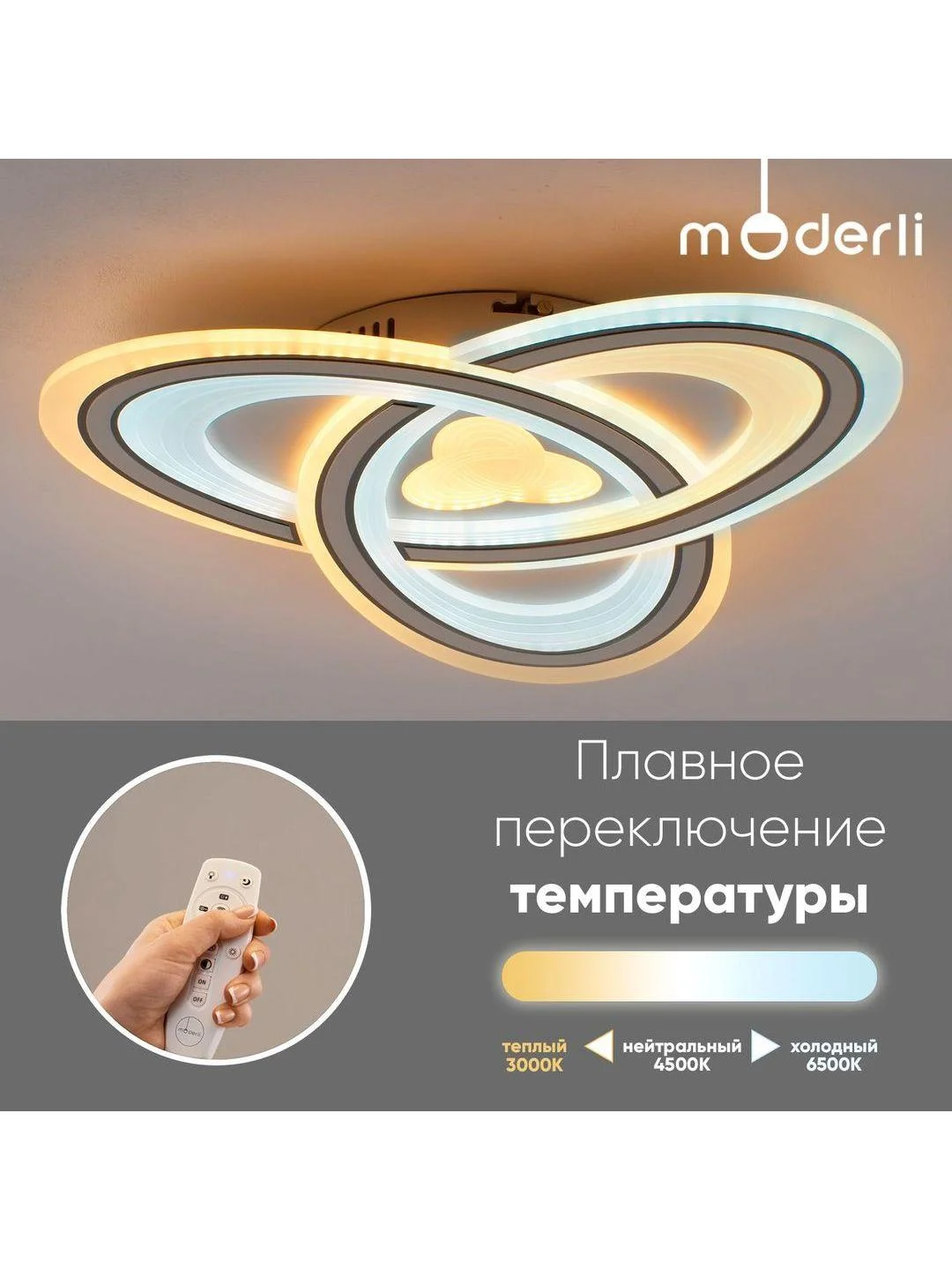Белый светильник потолочный светодиодный Moderli Greta