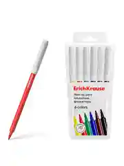 Фломастеры ErichKrause 6 цветов (в футляре с европодвесом 6 шт)