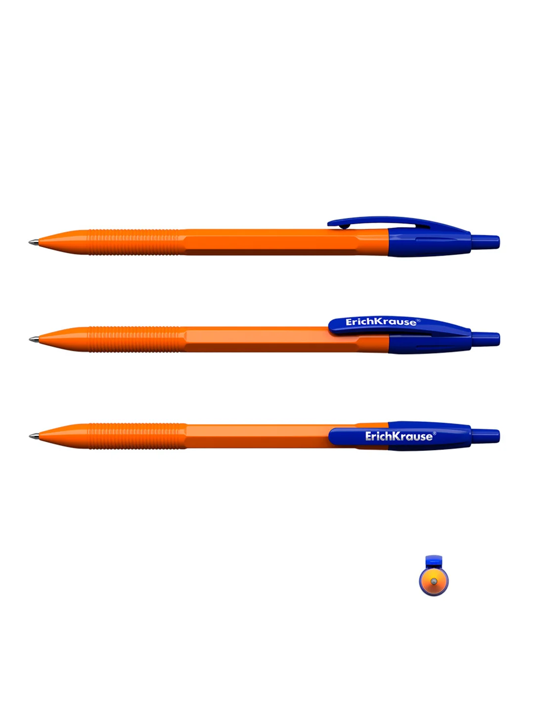 Набор из 8 ручек шариковых автоматических ErichKrause R-301 Matic Orange 0.7, цвет синий