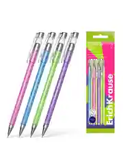 Набор из 4 ручек шариковых ErichKrause ULTRA-20 Stick Glitter 0.7, цвет чернил синий
