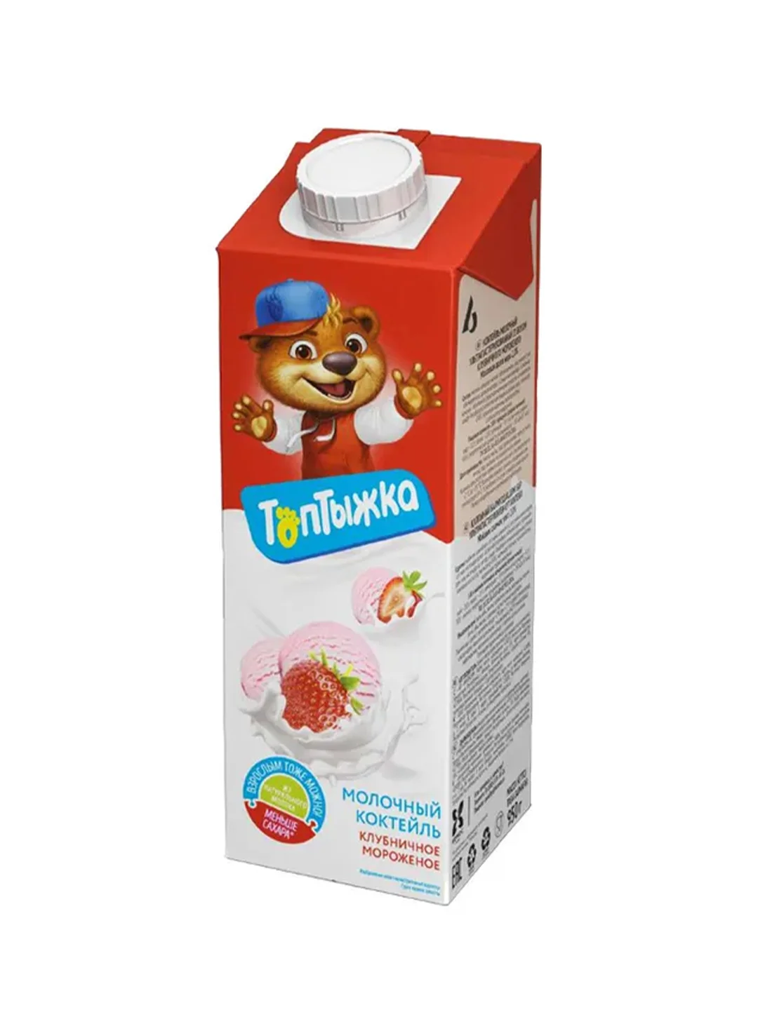 Коктейль молочный Топтыжка Клубничное мороженное 2%, 950 г