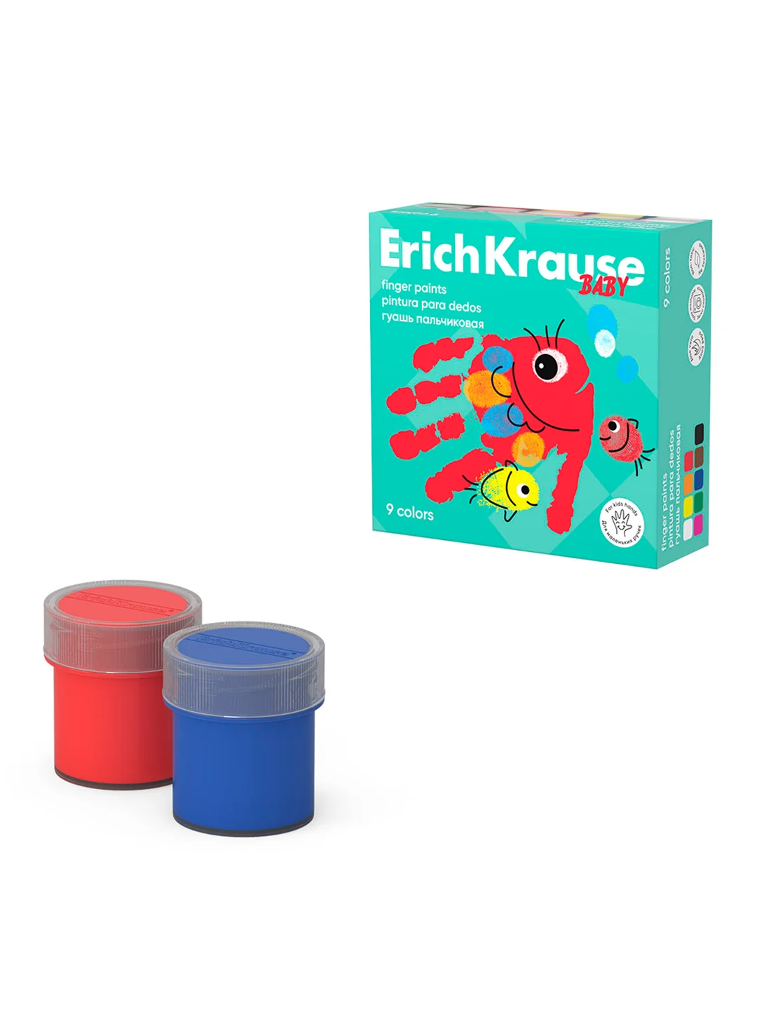 Гуашь пальчиковая ErichKrause Baby с Алоэ Вера, 6/9 цветов по 20 мл