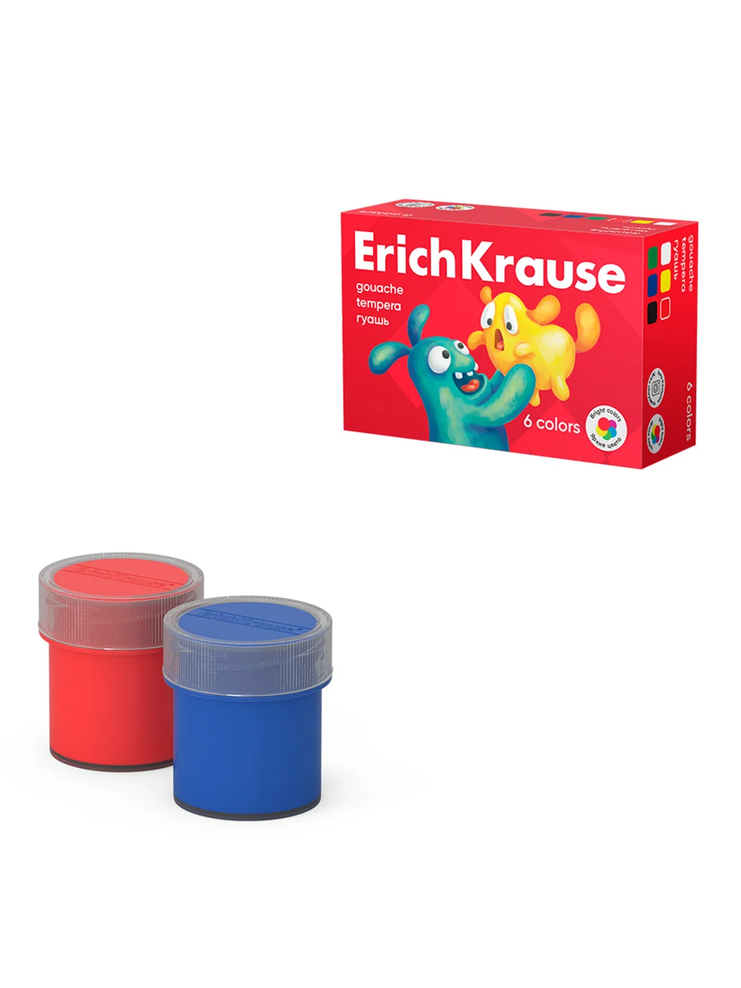 Гуашь ErichKrause Jolly Friends, 6/9/12/18/24 цвета по 20 мл