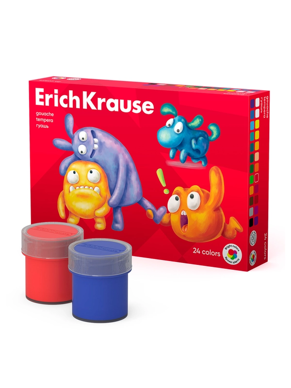 Гуашь ErichKrause Jolly Friends, 6/9/12/18/24 цвета по 20 мл
