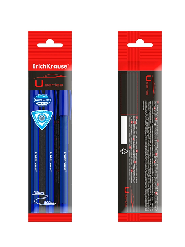 Набор из 3 ручек шариковых ErichKrause U-108 Stick Original 1.0, цвет чернил синий