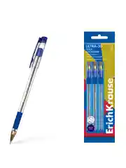 Набор из 3 ручек шариковых ErichKrause ULTRA-30 Gold Stick&Grip Classic 0.7, цвет синий