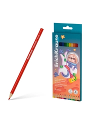 Цветные карандаши пласт ErichKrause Kids Space Animals трехгранные, грифель 3 мм, 12 цв