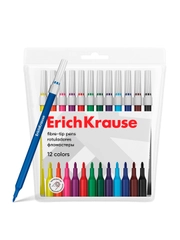 Фломастеры ErichKrause light 12 цветов (в футляре с европодвесом 12 шт)