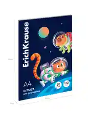 Бумага для рисования в картонной папке ErichKrause Space Animals, А4, 20 листов