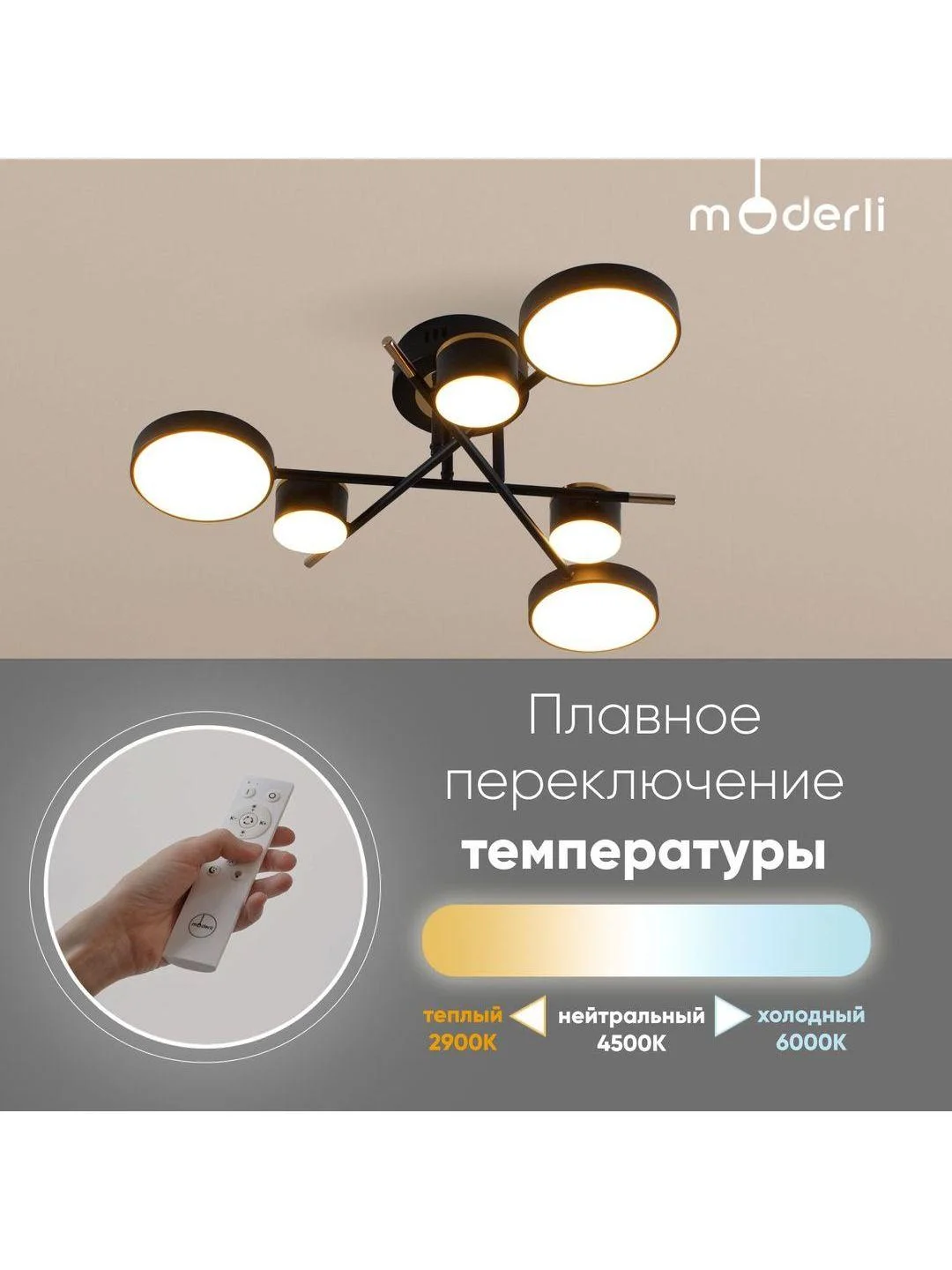Черный светильник потолочный светодиодный Moderli Scandi