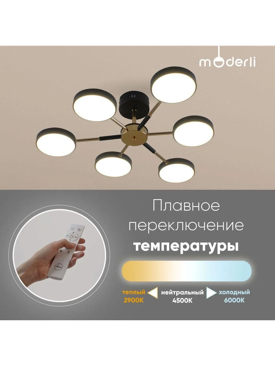 Черный светильник потолочный светодиодный Moderli Scandi