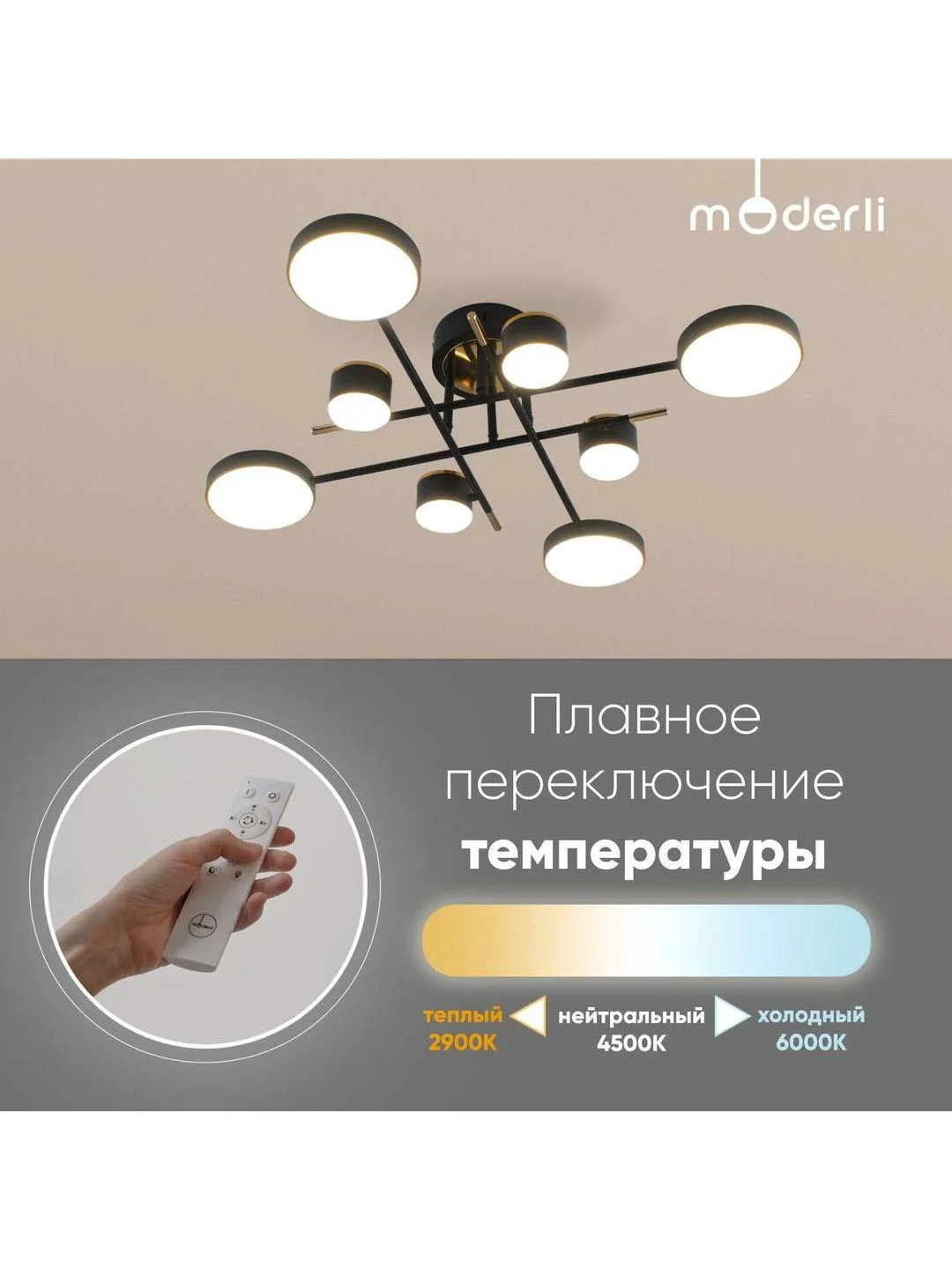 Черный светильник потолочный светодиодный Moderli Scandi