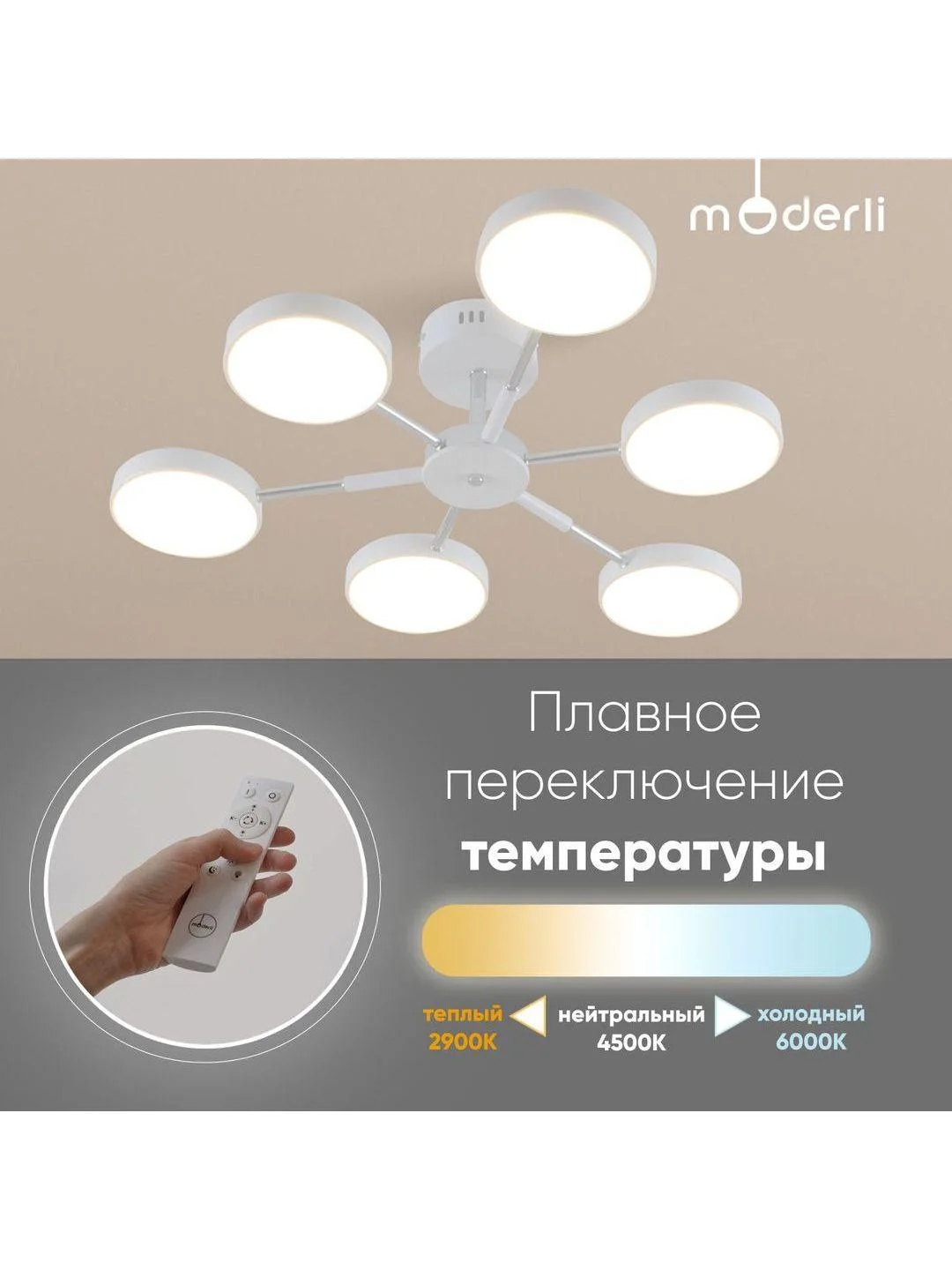 Белый светильник потолочный светодиодный Moderli Scandi