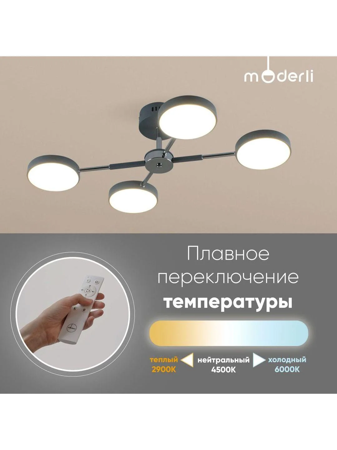 Темно-синий светильник потолочный светодиодный Moderli Scandi