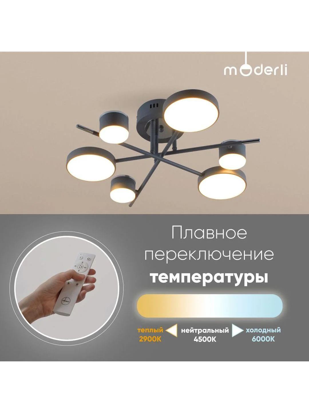Темно-синий светильник потолочный светодиодный Moderli Scandi