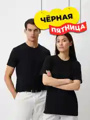 Черный футболка UNIQLO AIRism c хлопком