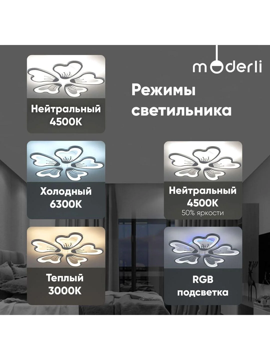 Белый светильник потолочный светодиодный Moderli Serena