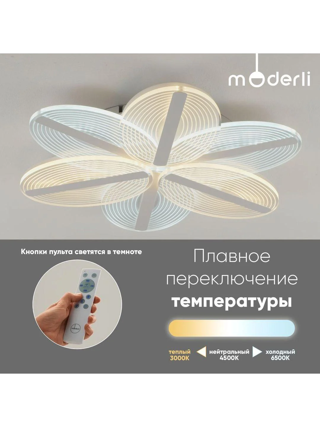 Белый светильник потолочный светодиодный Moderli FIOREбелый, V10675-CL