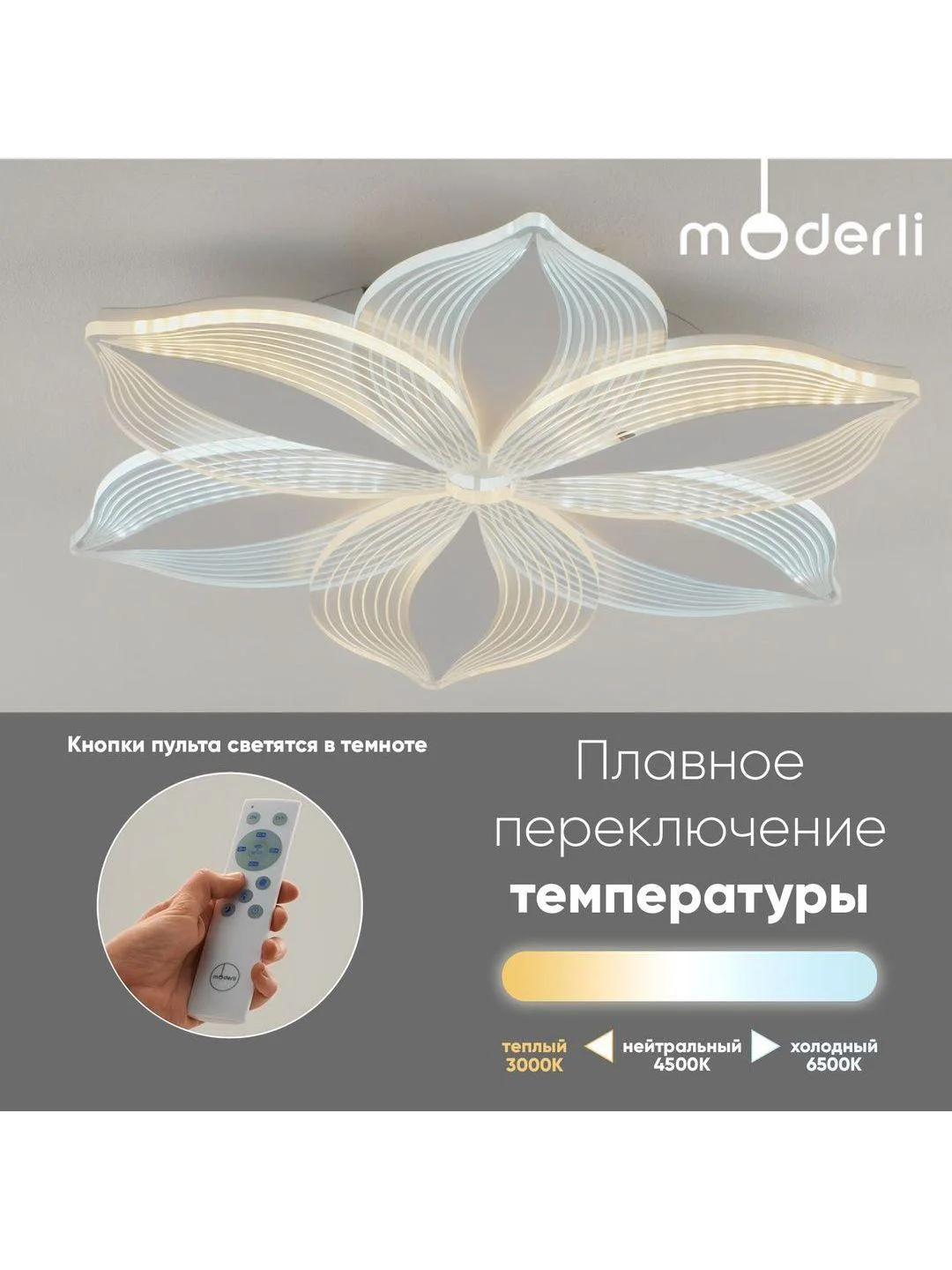 Белый светильник потолочный светодиодный Moderli FIOREбелый, V10675-CL