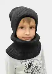 Черный шапка и снуд для мальчика, на флисе