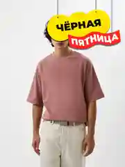 Тёмно-розовый футболка Uniqlo U AIRism с хлопком