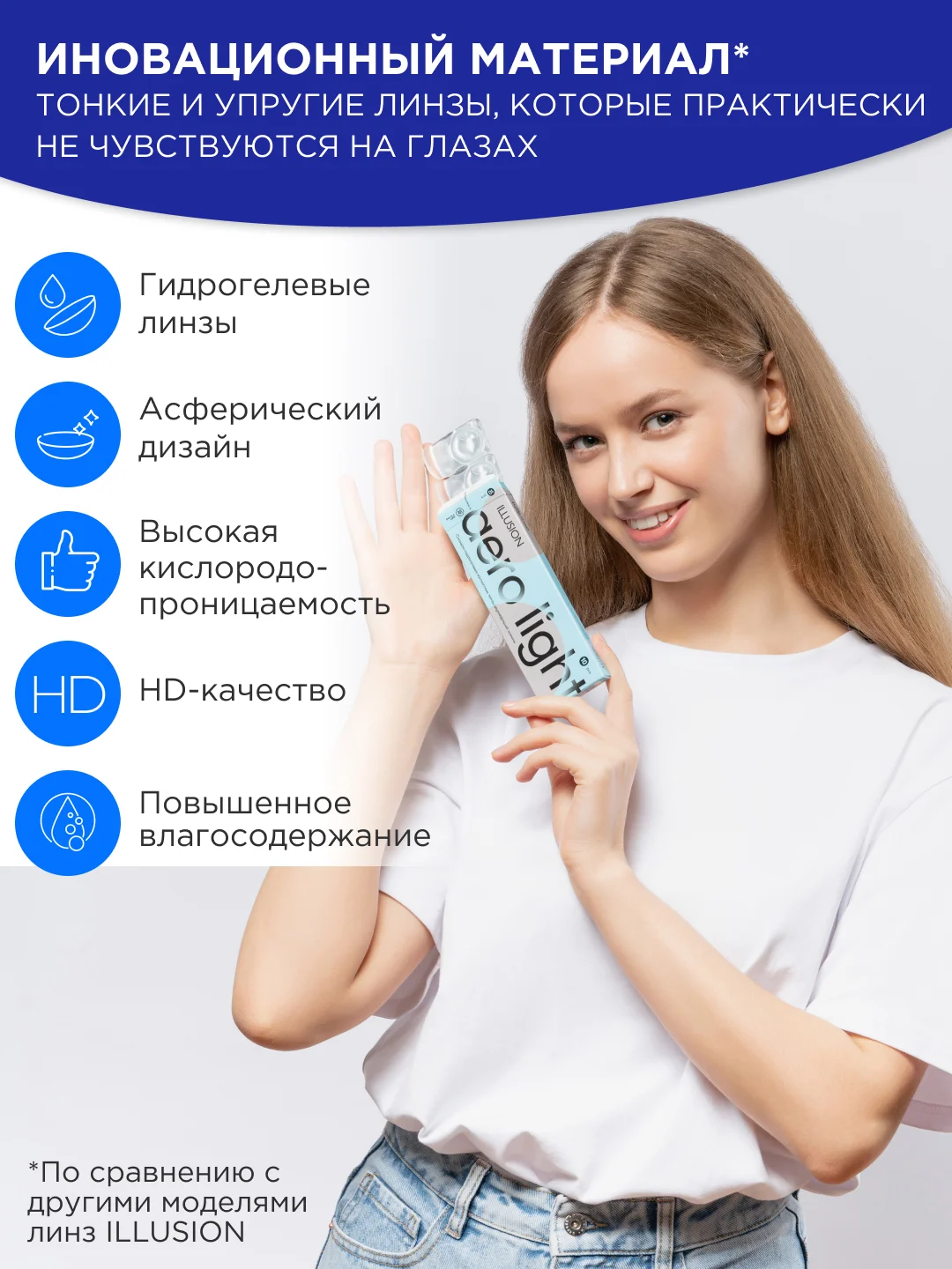 Контактные линзы 10 шт. двухнедельные ILLUSION AERO Light