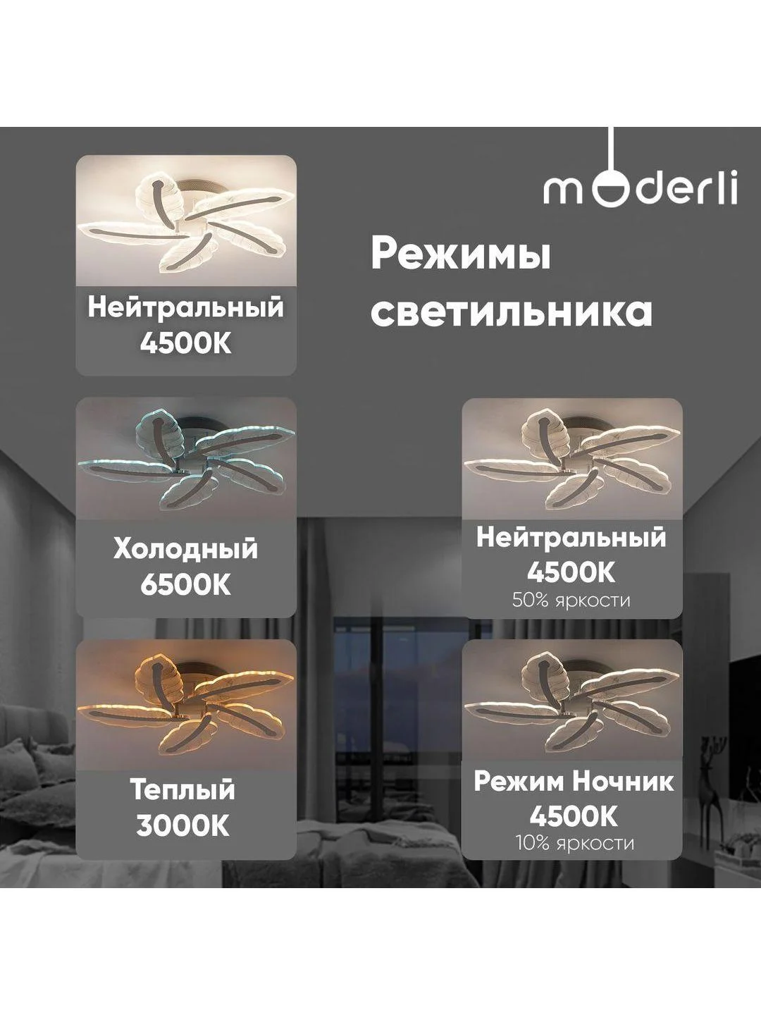 Белый светильник потолочный светодиодный Moderli Bay