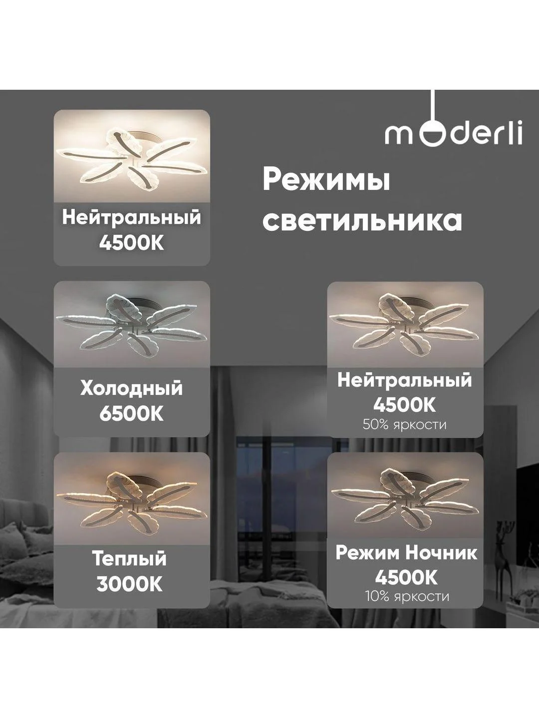 Белый светильник потолочный светодиодный Moderli Bay