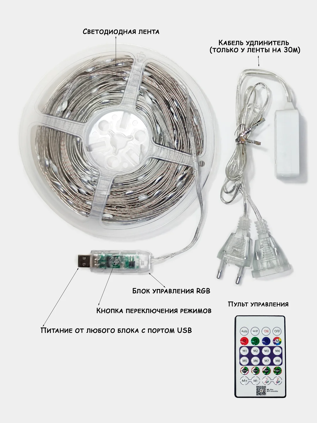 Умная светодиодная лента RGB, умная гирлянда с управлением через телефон