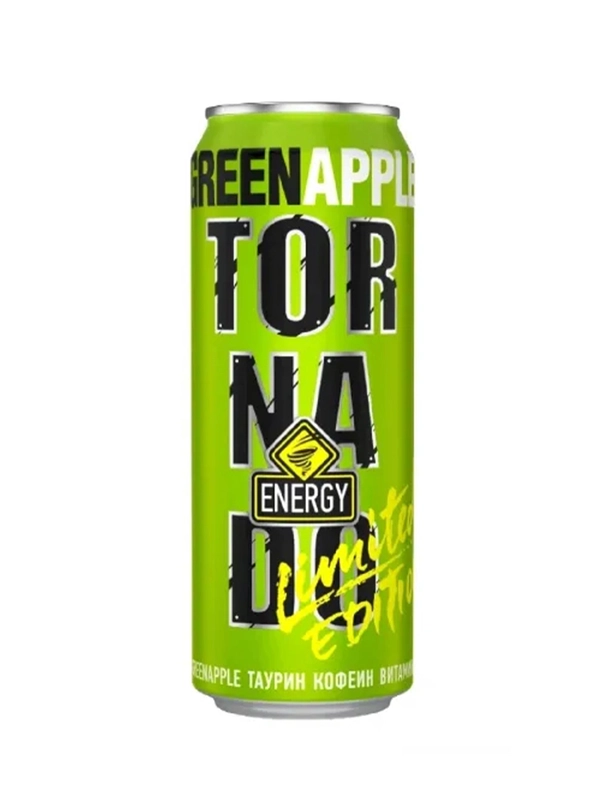 Энергетический напиток газированный TORNADO Greenapple 0,45л ж/б