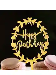 Топпер "Happy Birthday", цветочный, золото, Дарим Красиво