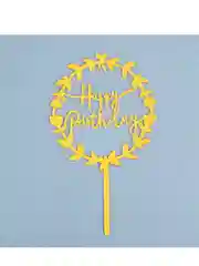 Топпер "Happy Birthday", цветочный, золото, Дарим Красиво