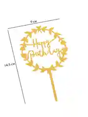 Топпер "Happy Birthday", цветочный, золото, Дарим Красиво