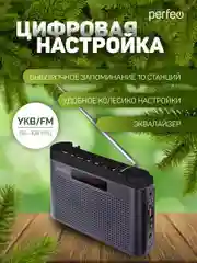 Серый радиоприемник цифровой Perfeo Тайга FM+ 66-108МГц