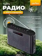 Серый радиоприемник цифровой Perfeo Тайга FM+ 66-108МГц