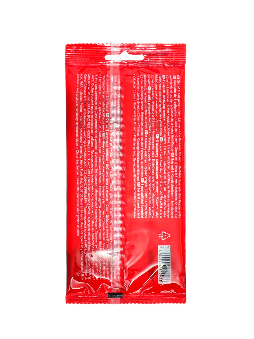 Набор из 8 ручек шариковых ErichKrause R-301 Stick Classic 1.0, цвет: син, черн, крас, зел